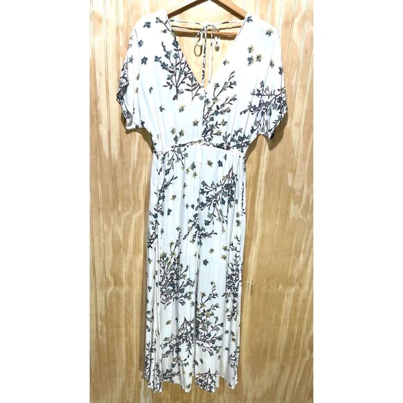 Lovestitch maxi dress peasant boho fall green floral high low hem casual women S - Picture 2 of 7